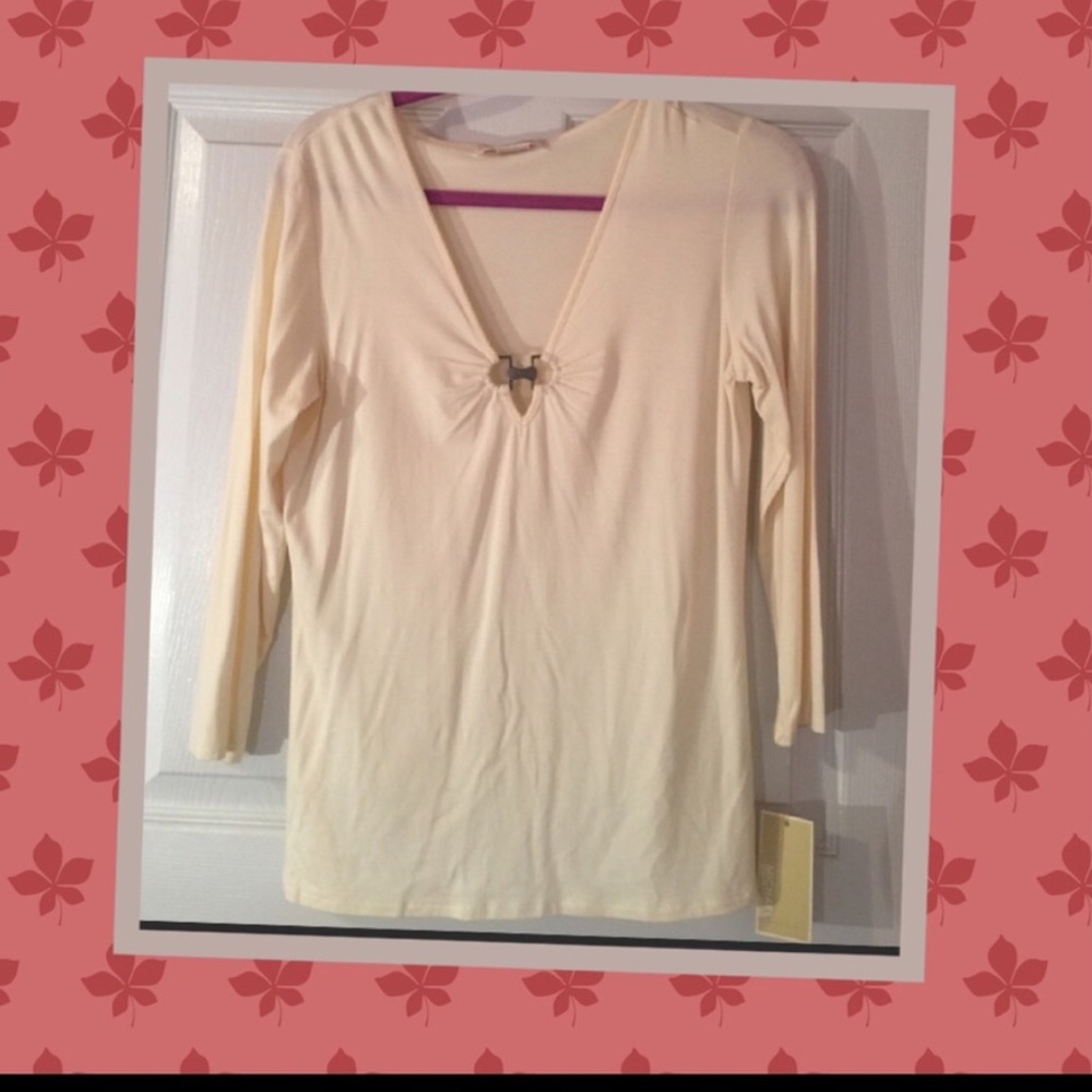 Michael Kors Ladies Cream 3/4 Sleeves top